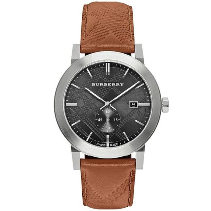 Burberry BU9905 Mens Swiss Made Leather Strap Black Dial 42mm Watch