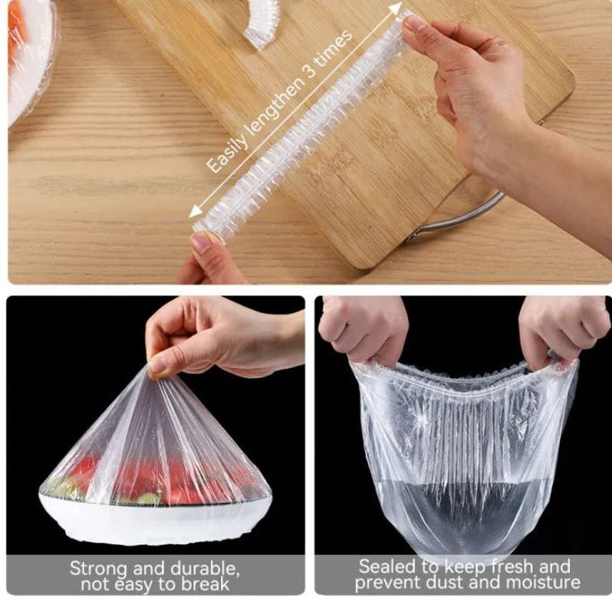 Disposable Food Cover Bags Elastic Fresh Keeping Wrap (100Pcs)