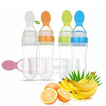 Infant Silicone Baby Feeding Bottle With Spoon