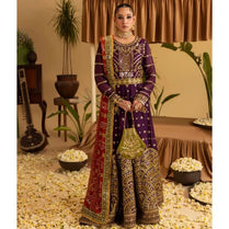 Sara Jahan SJ-1040 Rang-e-Bahar Chiffon Plum purple 4 pc Suit