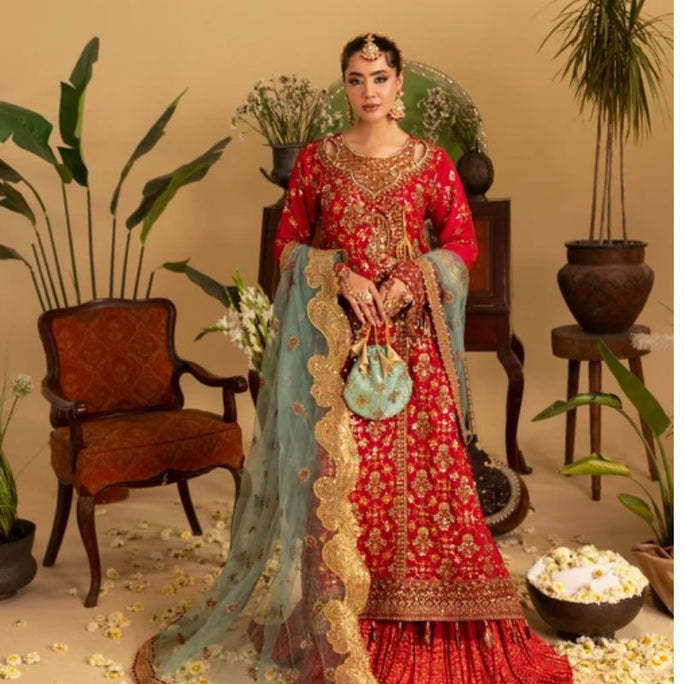Sara Jahan SJ-1067 Rang-e-Bahar Chiffon Red 4Pc Suit