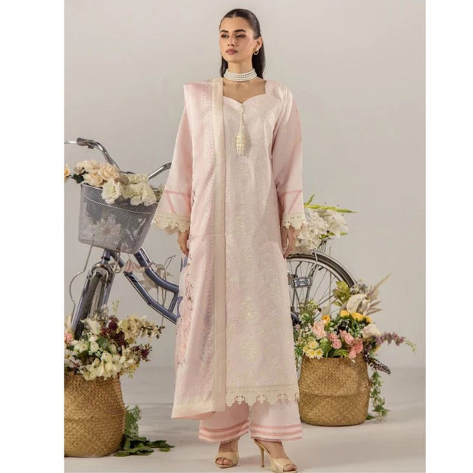 Sara Jahan SJ-1092 Breeze Lawn 26 Lawn Baby Pink 3Pc Suit