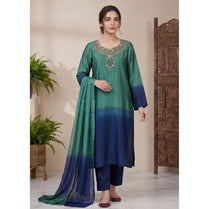Sara Jahan SJ-203 Breeze Lawn 26 Pure Silk Teal 3Pc Suit