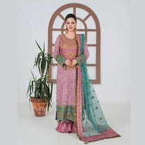Sara Jahan SJ-1027 Rang-e-Bahar Net Pink 4Pc Suit