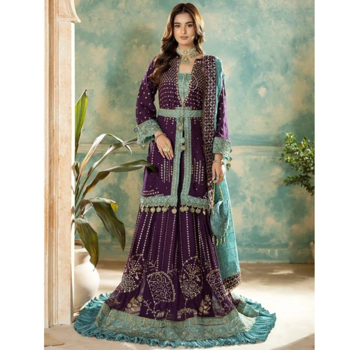Sara Jahan SJ-1023 Rang-e-Bahar Chiffon Plum 4Pc Suit