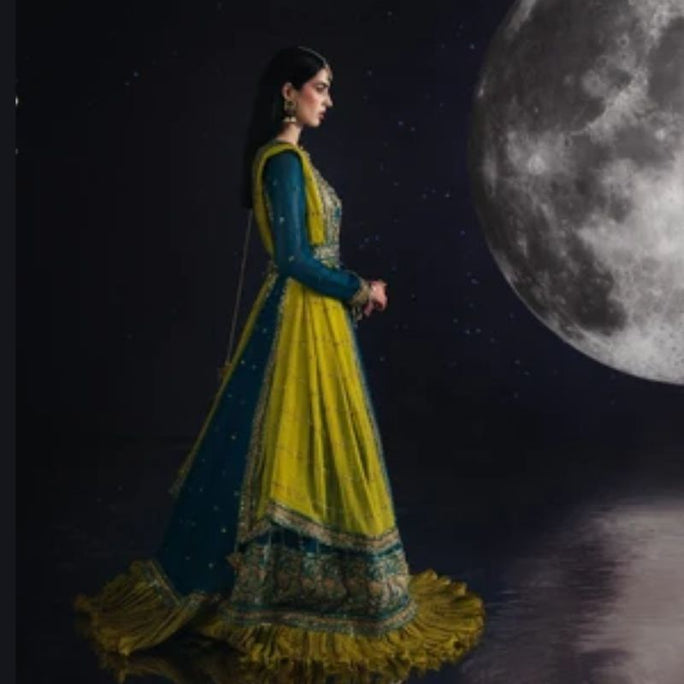 Sara Jahan SJ-1003 Rang-e-Bahar Chiffon Teal 4Pc Suit