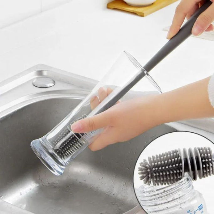 Long Handle Silicone Bottle & Cup Cleaning Brush