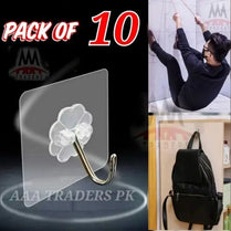 Adhesive Suction Cup Hooks Heavy Duty Wall & Door Hooks Pack of 10Pcs