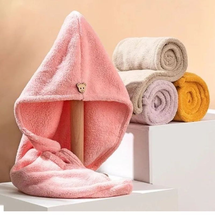 Hair Dryer Cap Towel Wrap 100% Cotton Quick Dry Turban