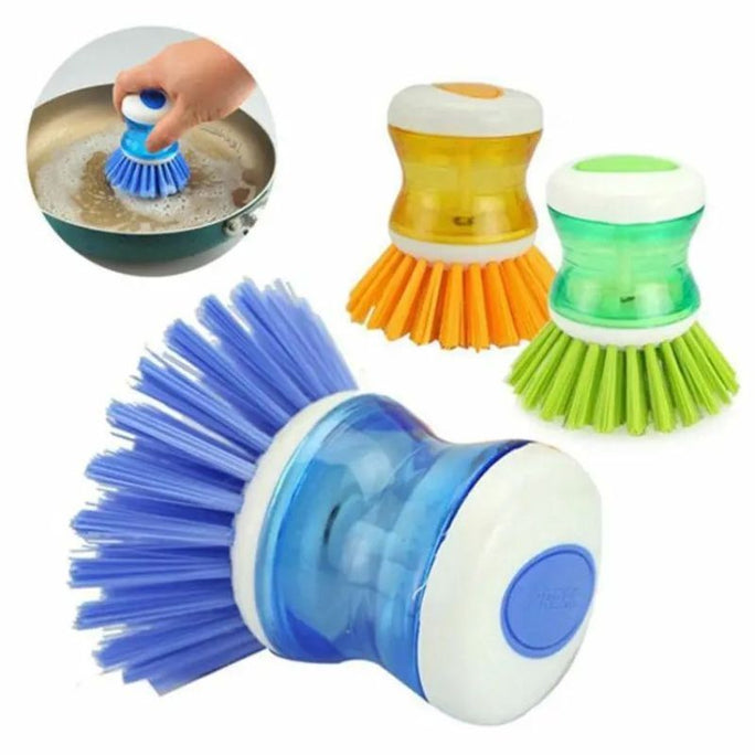 Self Dispensing Dishwashing Brush Kitchen Scrub & Cleaning Brush With Soap Dispenser