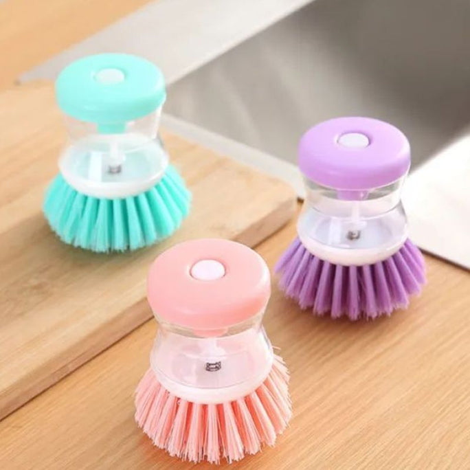 Self Dispensing Dishwashing Brush Kitchen Scrub & Cleaning Brush With Soap Dispenser