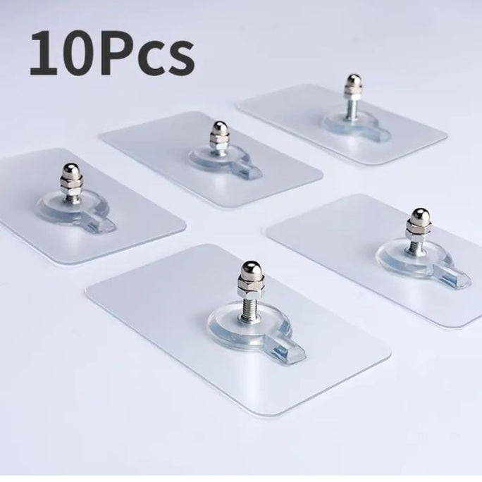 Strong Self-Adhesive Wall Hooks – Punch-Free Screw Stickers & Mounting Hooks Pack of 10