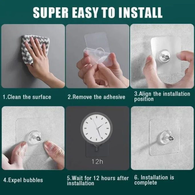 Strong Self-Adhesive Wall Hooks – Punch-Free Screw Stickers & Mounting Hooks Pack of 10