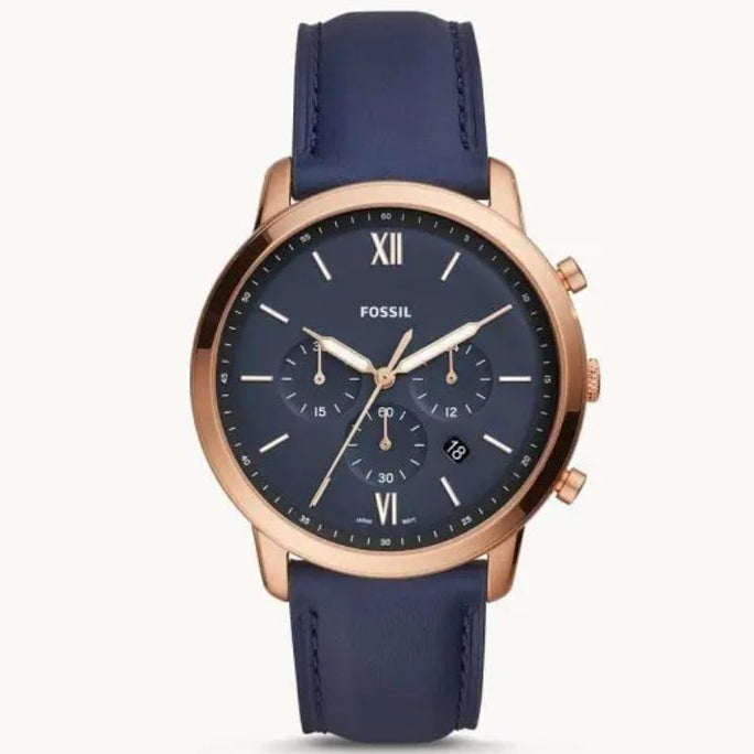 Fossil FS5454 Men’s Chronograph Quartz Blue Leather Strap Blue Dial 44mm Watch