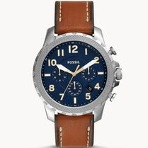 Fossil Men’s Quartz Leather Strap Blue Dial 46mm Watch