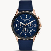 Fossil FS5814 Men’s Chronograph Quartz Leather Strap Blue Dial 46mm Watch