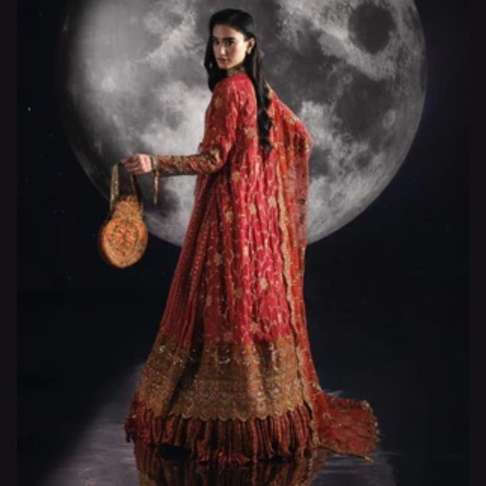 Sara Jahan AD-005 Rang-e-Bahar Chiffon Burnt Orange 4Pc Suit