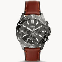 Fossil FS5770 Men’s Chronograph Quartz Brown Leather Strap Grey Dial 44mm Watch