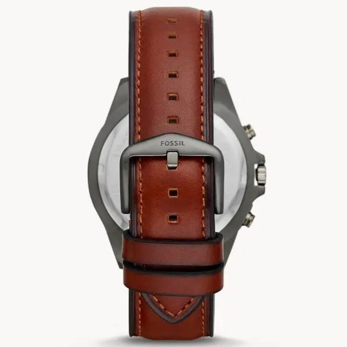 Fossil FS5770 Men’s Chronograph Quartz Brown Leather Strap Grey Dial 44mm Watch