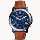 Fossil FS5151 Men’s Chronograph Quartz Brown Leather Strap Blue Dial 44mm Watch