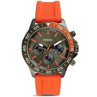 Fossil BQ2500 Men’s Chronograph Quartz Orange Silicone Strap Green Dial 45mm Watch