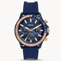 Fossil BQ2498 Men’s Quartz Blue Silicone Strap Blue Dial 45mm Watch