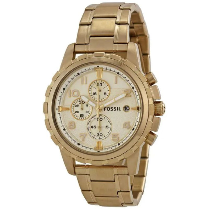 Fossil FS4867 Men’s Chronograph Quartz Gold Stainless Steel Champagne Dial 45mm Watch