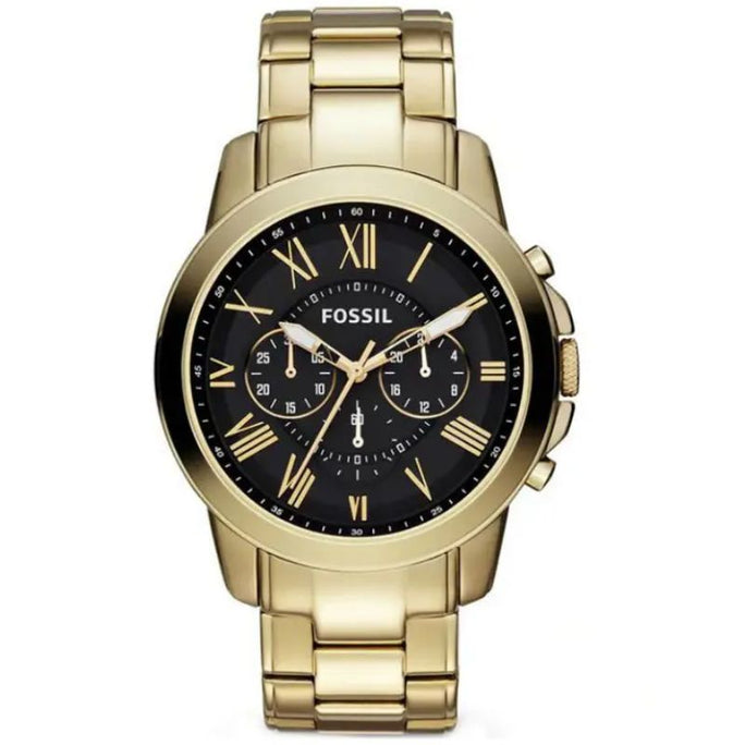 Fossil FS4815 Men’s Chronograph Quartz Gold Stainless Steel Black Dial 44mm Watch