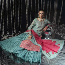 Sara Jahan Rang-e-Bahar Chiffon Ice Blue 4Pc Suit