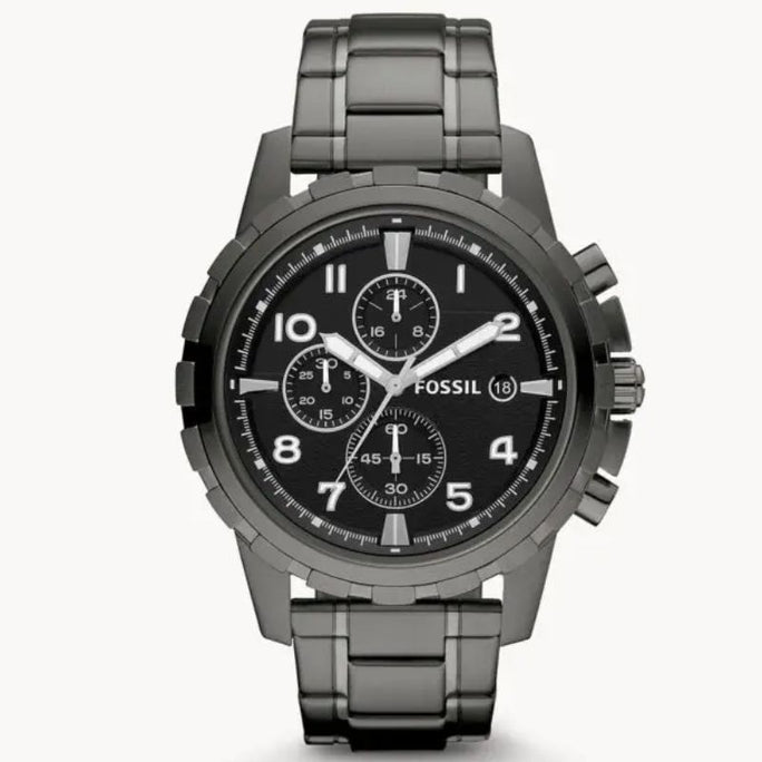 Fossil FS4721 Men’s Chronograph Quartz Grey Stainless Steel Black Dial 45mm Watch