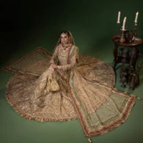 Sara Jahan ZAYRA Rang-e-Bahar Net Gold 4Pc Suit