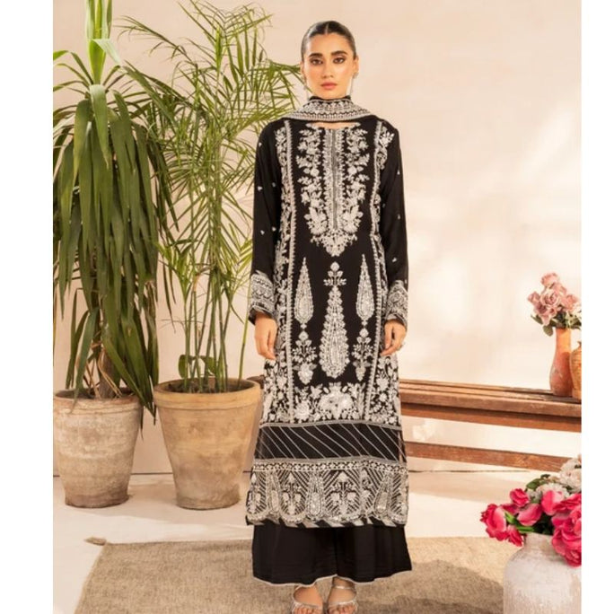 Sara Jahan komal-5 Rang-e-Bahar Georgette Chiffon Black 3Pc Suit
