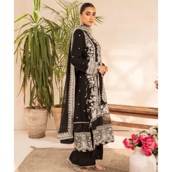 Sara Jahan komal-5 Rang-e-Bahar Georgette Chiffon Black 3Pc Suit