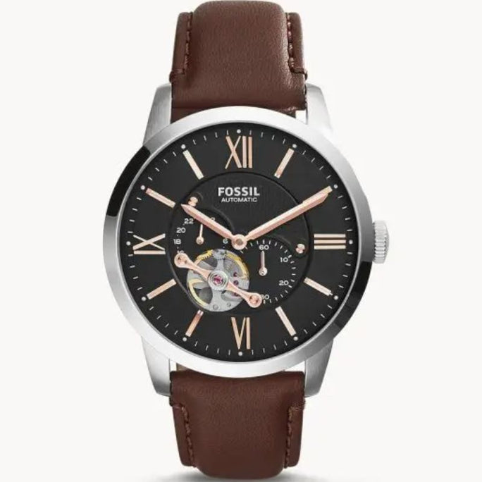 Fossil ME3061 Men’s Automatic Leather Strap Black Dial 44mm Watch