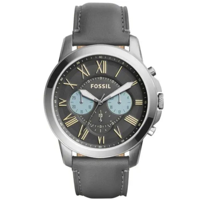 Fossil FS5183 Men’s Chronograph Quartz Grey Leather Strap Grey Dial 44mm Watch