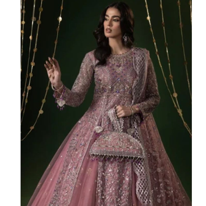 Sara Jahan Nayab-26 Rang-e-Bahar Net Tea Rose Pink 4Pc Suit