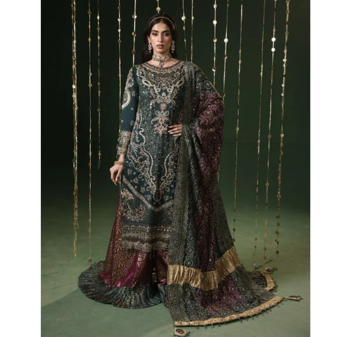 Sara Jahan sitara-23 Rang-e-Bahar Silk Dark Green 4Pc Suit