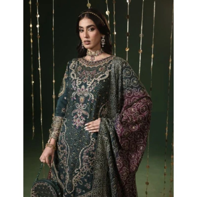 Sara Jahan sitara-23 Rang-e-Bahar Silk Dark Green 4Pc Suit