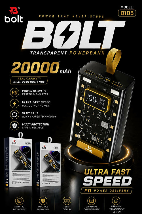 Bolt B106 20000mAh Transparent Power Bank