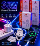 17 PRO MAX 3 PIN 35W Dual USB-C Fast Charger Kit Compatible with iPhone 17 Pro Max 16 15 Plus | Ultra-Fast Compact Power Adapter & Wrapped Type-C to C Charging Cable Set | Heavy-Duty Multi-Port Travel Wall Plug Combo