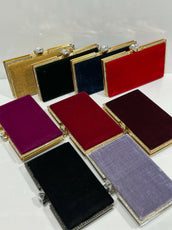 Rhinestone Trimmed Velvet Formal Clutch Bag for Women - Elegant Luxury Evening & Party Purse