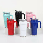 New 40 OZ Tumbler with Handle and Nozzle Straw Lid, Insulated Reusable Stainless Steel Travel Mug Keeps Drinks Cold up to 34 Hours