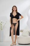 Sajiero 6-Piece Pure Silk Nightwear Set - Marvella Black