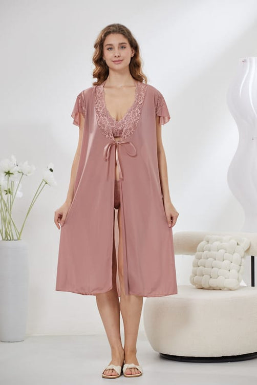Sajiero 6-Piece Pure Silk Nightwear Set - Marvella Pink