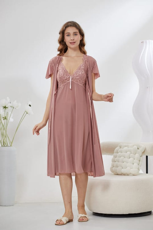 Sajiero 6-Piece Pure Silk Nightwear Set - Marvella Pink