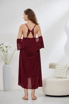 Sajiero 6-Piece Pure Silk Nightwear Set - Marvella Maroon