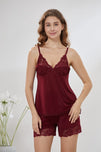 Sajiero 6-Piece Pure Silk Nightwear Set - Marvella Maroon