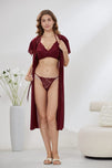 Sajiero 6-Piece Pure Silk Nightwear Set - Marvella Maroon
