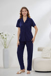 Sajiero 4-Piece Pure Silk Nightwear Set - Rosvian Blue