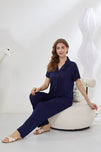 Sajiero 4-Piece Pure Silk Nightwear Set - Rosvian Blue